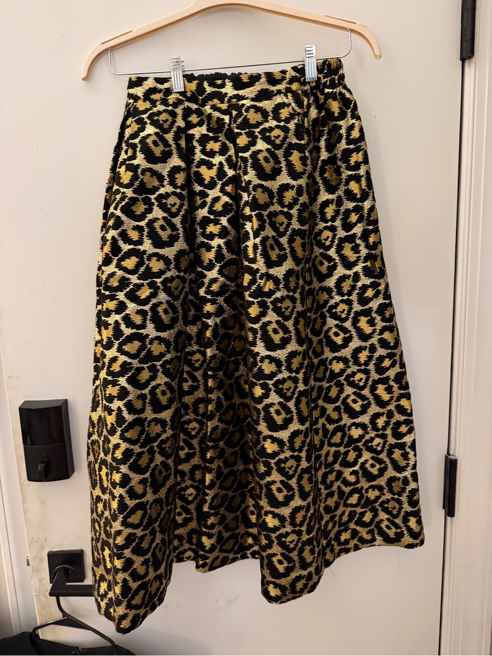 Boden Leopard-Print A-Line Midi Skirt in Yellow and Black